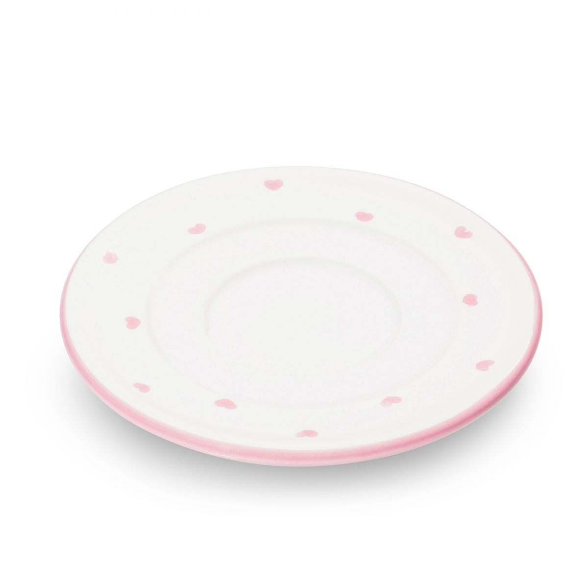 Schoteltje voor espressokopje - Hartjes roze - 11 cm