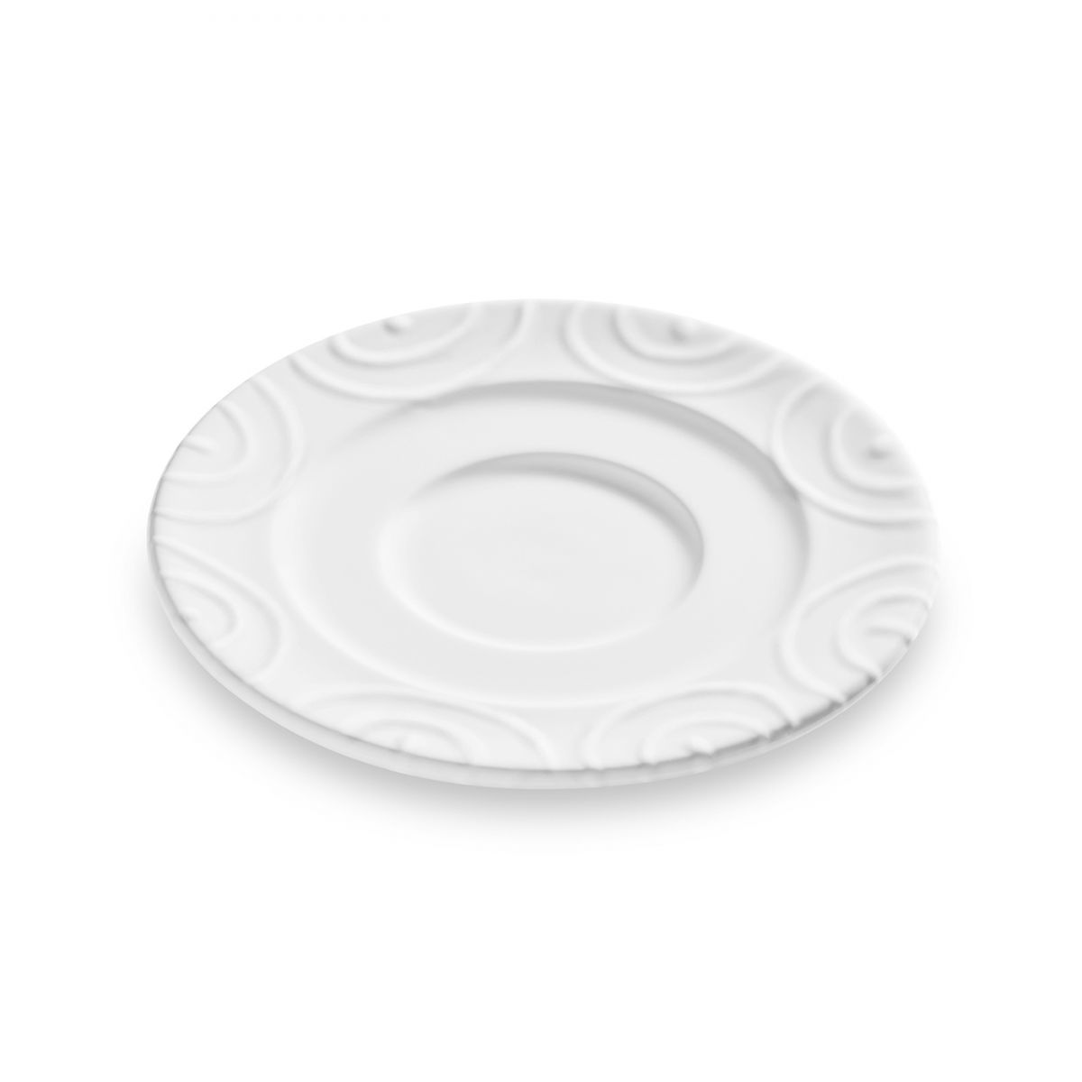 Schoteltje voor koffiekopje - Gevlamd wit - 16 cm