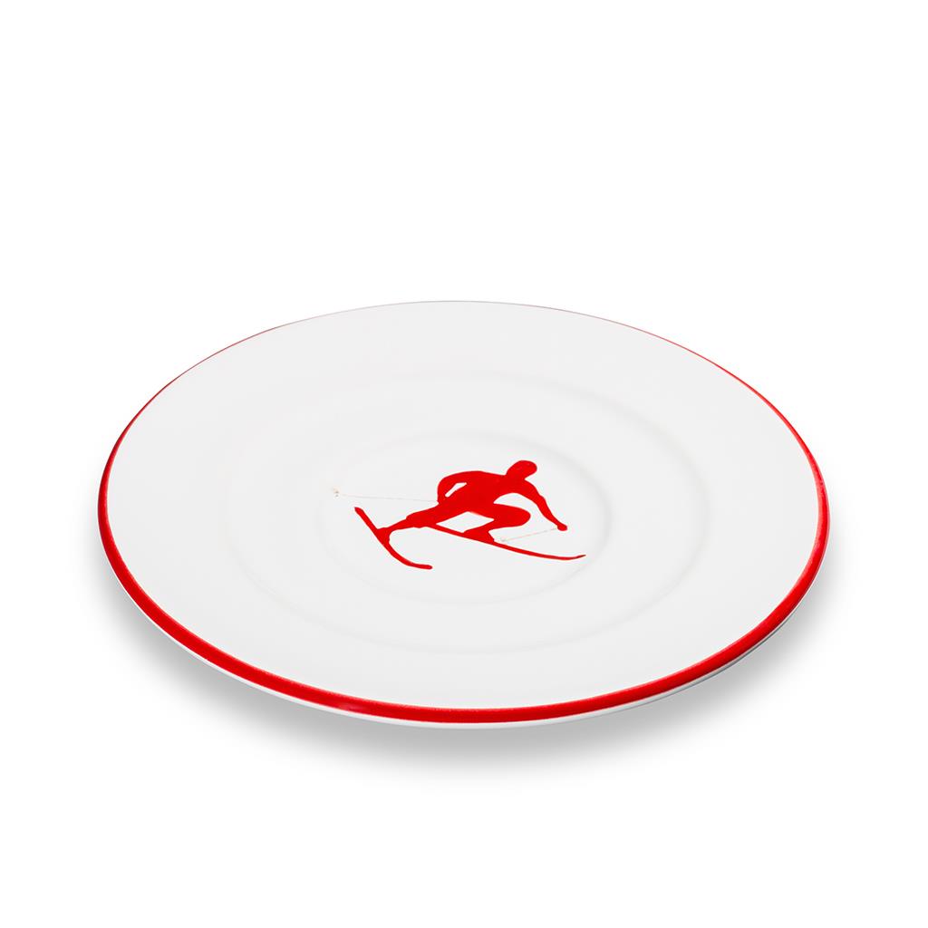 Schoteltje voor koffiekopje - Toni der Skifahrer robijnrood - 16 cm