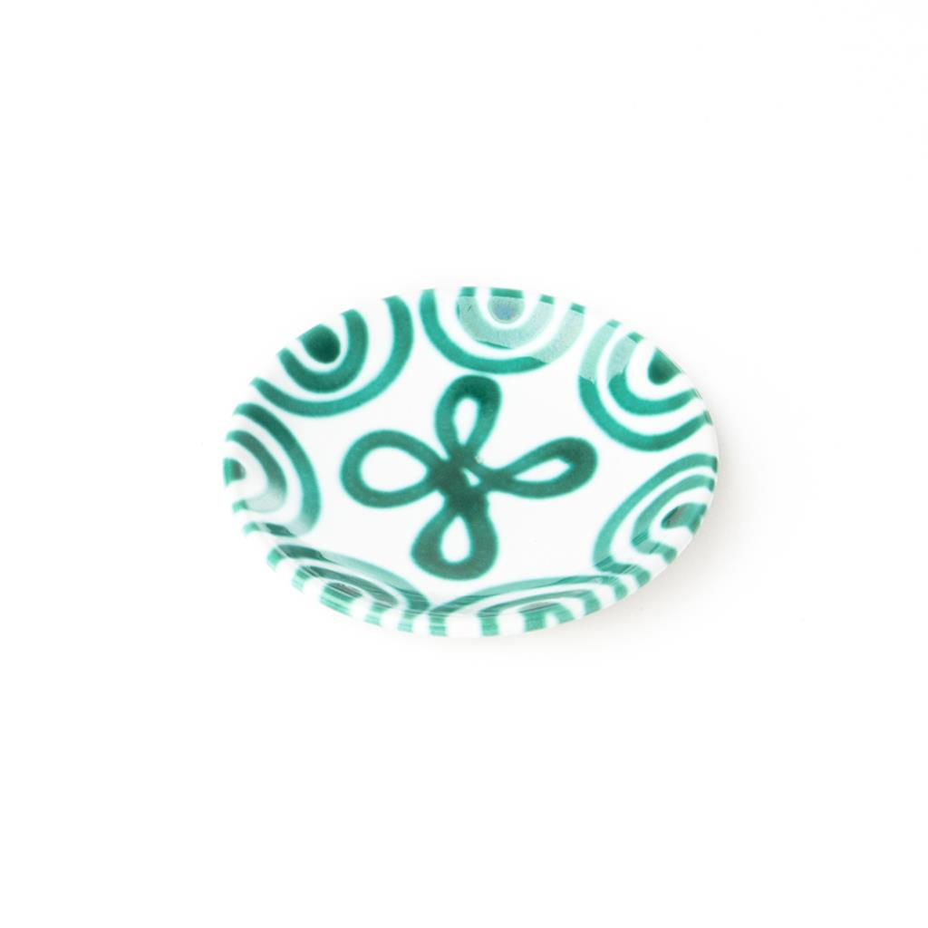 Schoteltje voor koffiekopje - Gevlamd groen - 15 cm