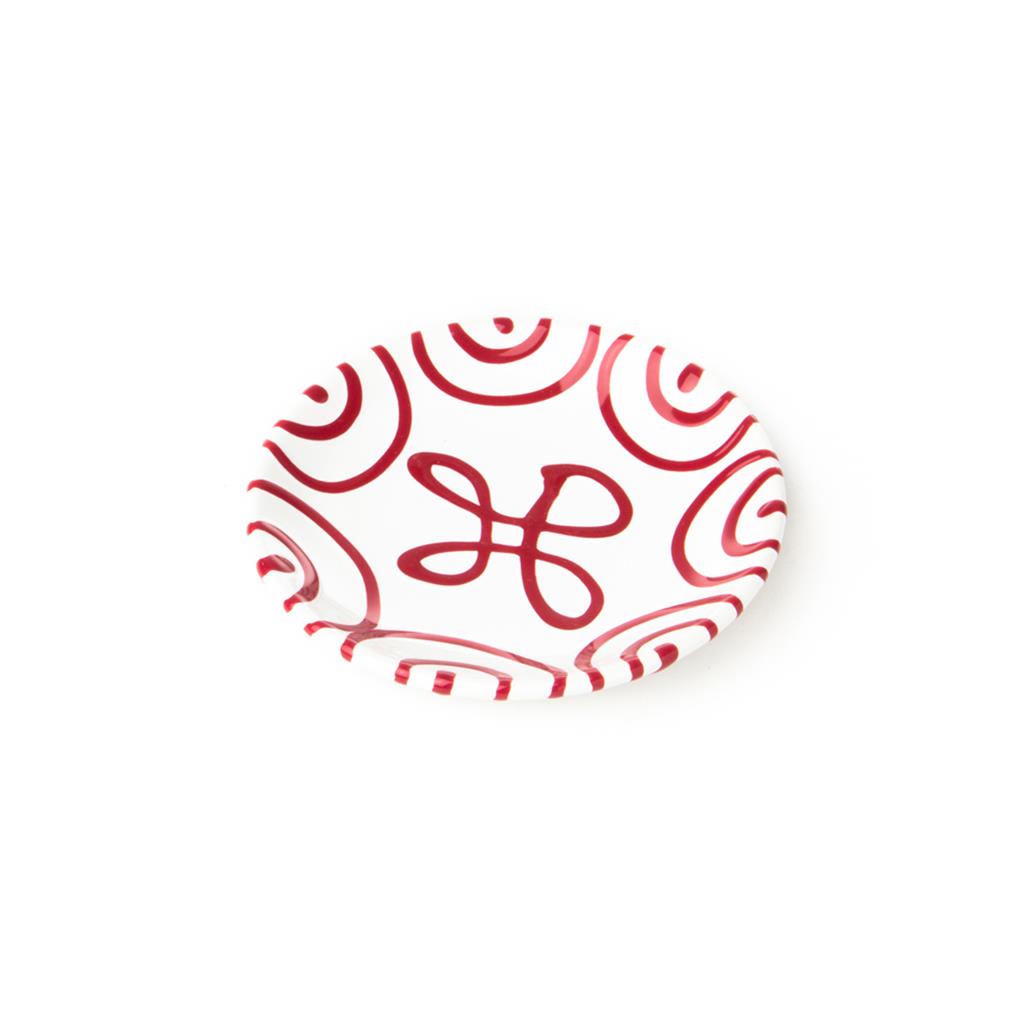 Schoteltje voor koffiekopje - Gevlamd rood - 15 cm