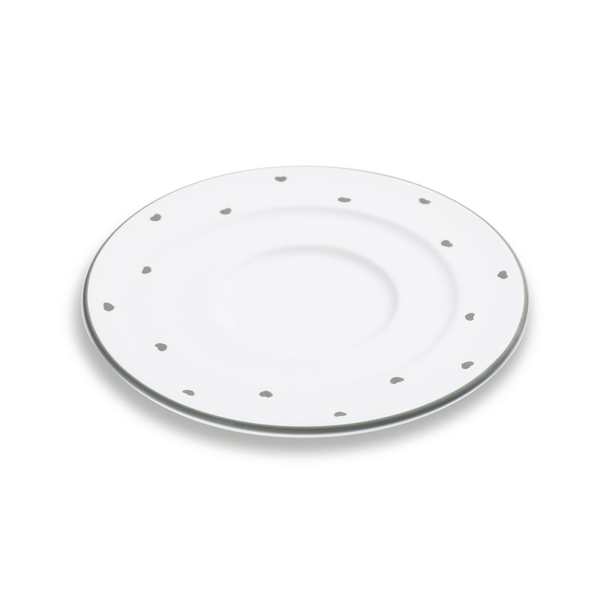 Schoteltje voor koffiekopje - Hartjes grijs - 16 cm