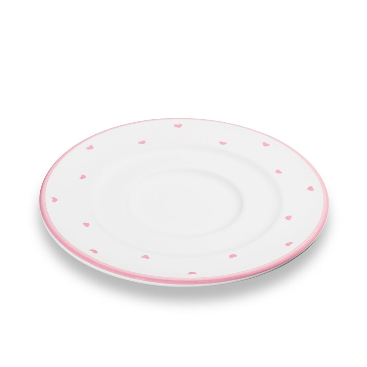 Schoteltje voor koffiekopje - Hartjes roze - 16 cm