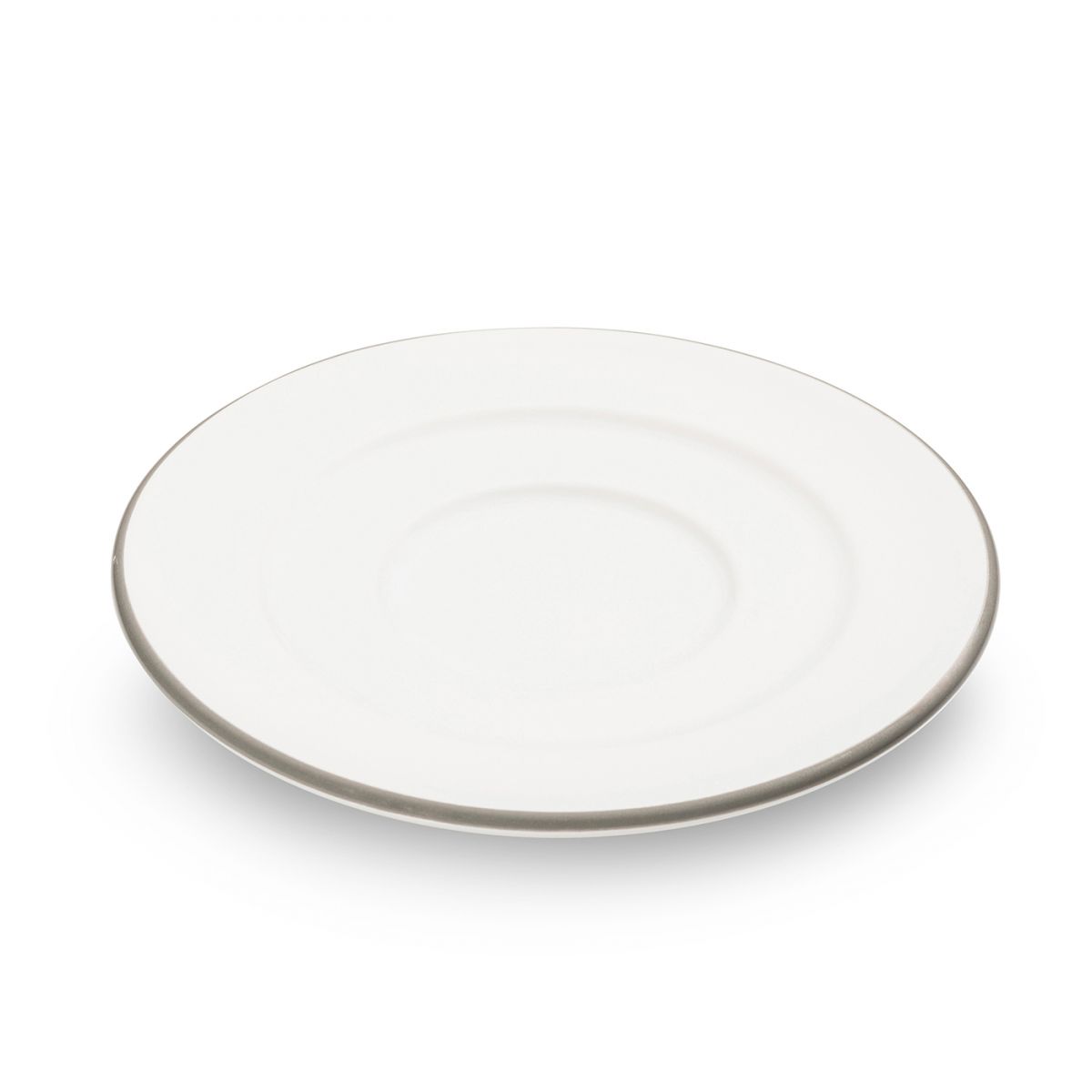 Schoteltje voor koffiekopje - Rand grijs - 16 cm