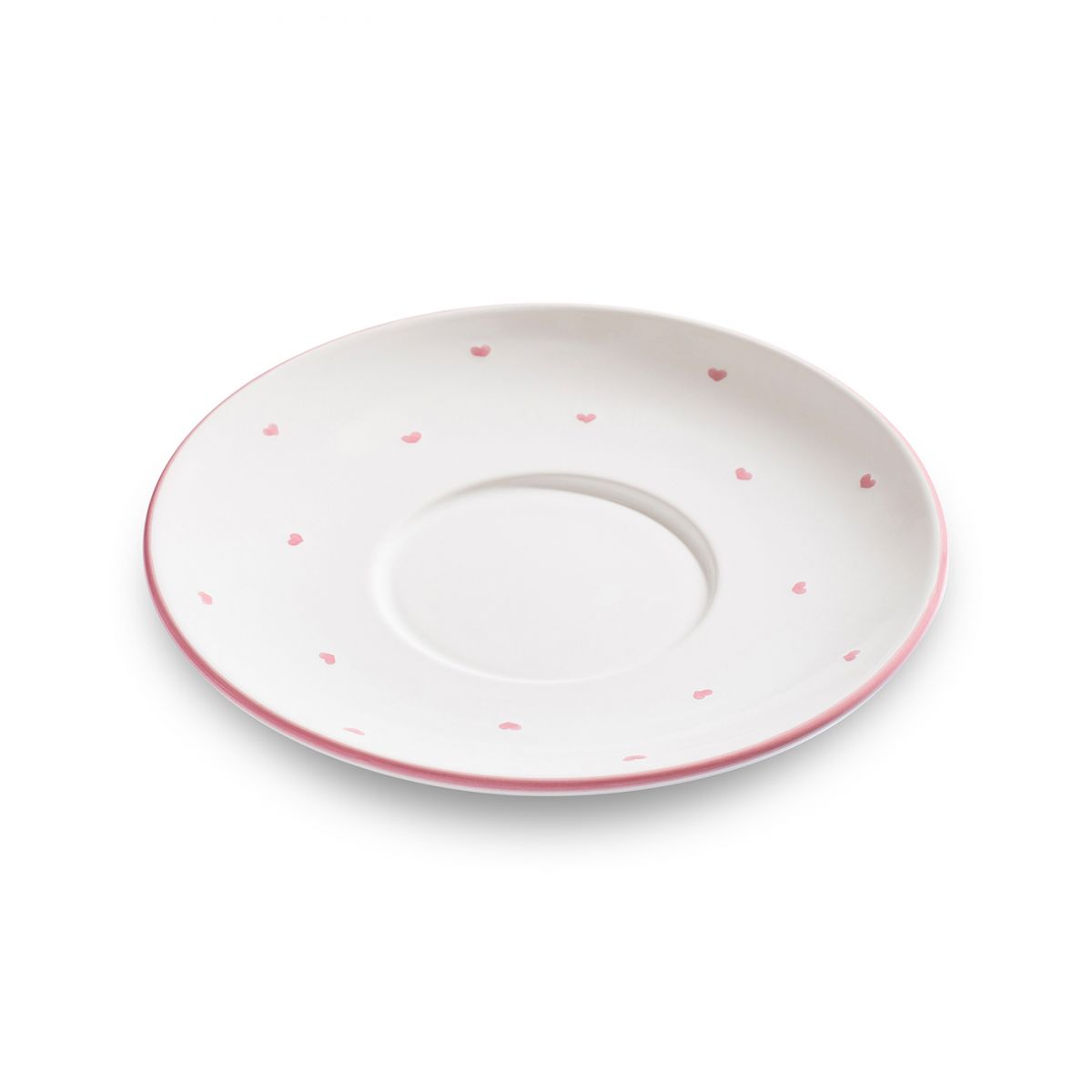Schoteltje voor theebeker Maxima - Hartjes roze - 18 cm