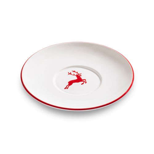 Schoteltje voor theebeker Maxima - Hert robijnrood - 18 cm