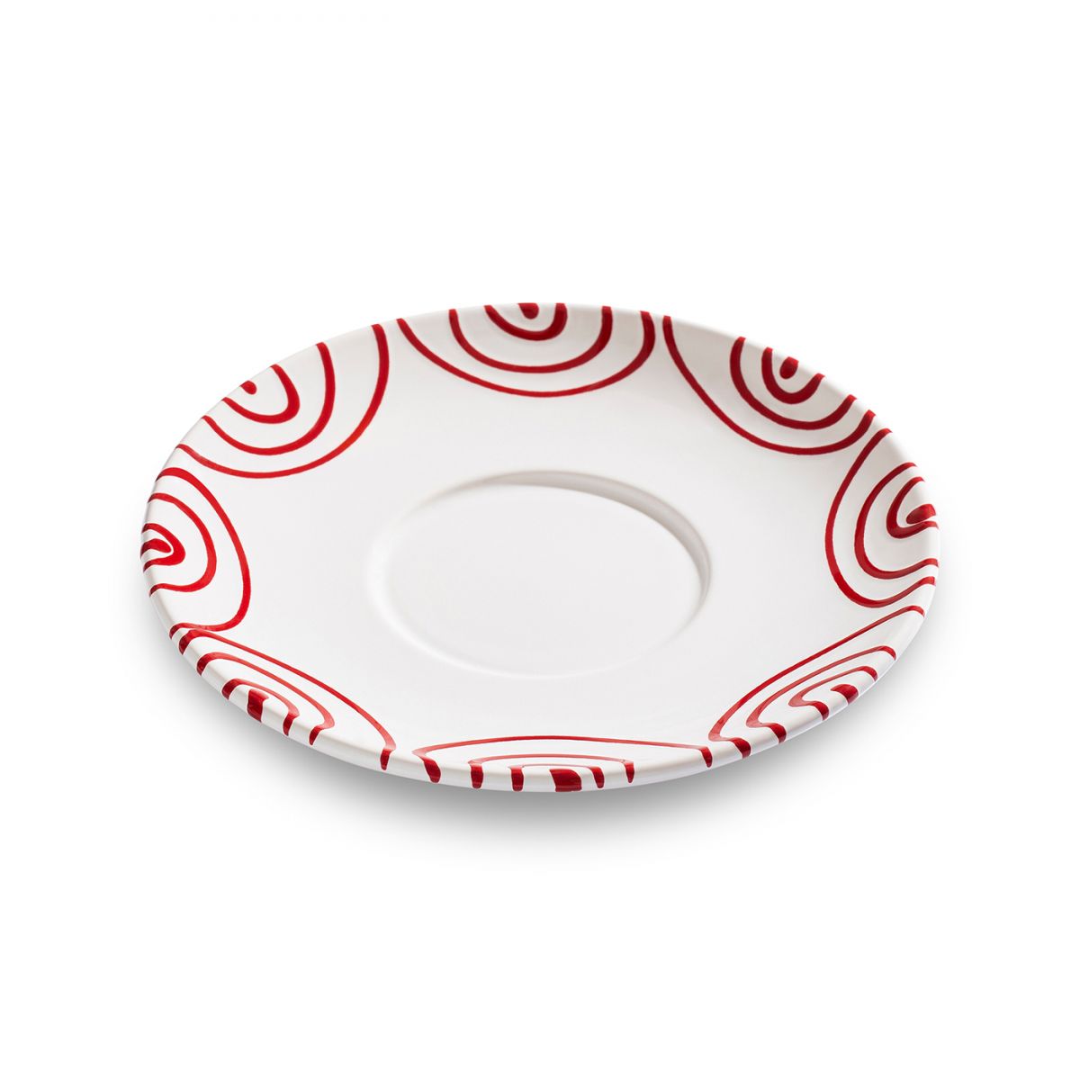 Schoteltje voor theebeker Maxima - Gevlamd rood - 18 cm