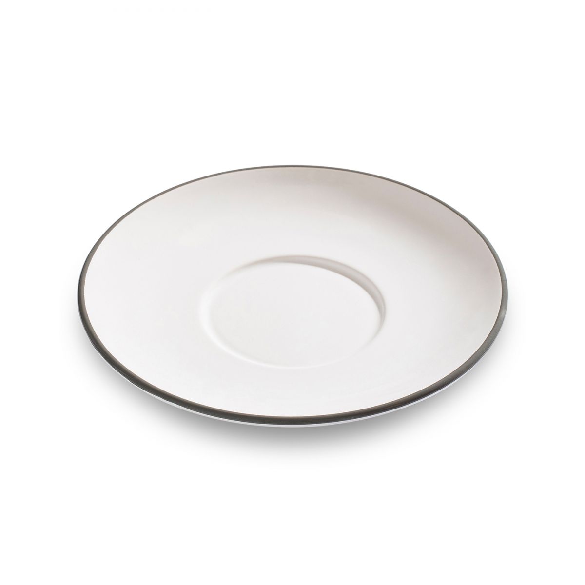 Schoteltje voor theebeker Maxima - Rand grijs - 18 cm