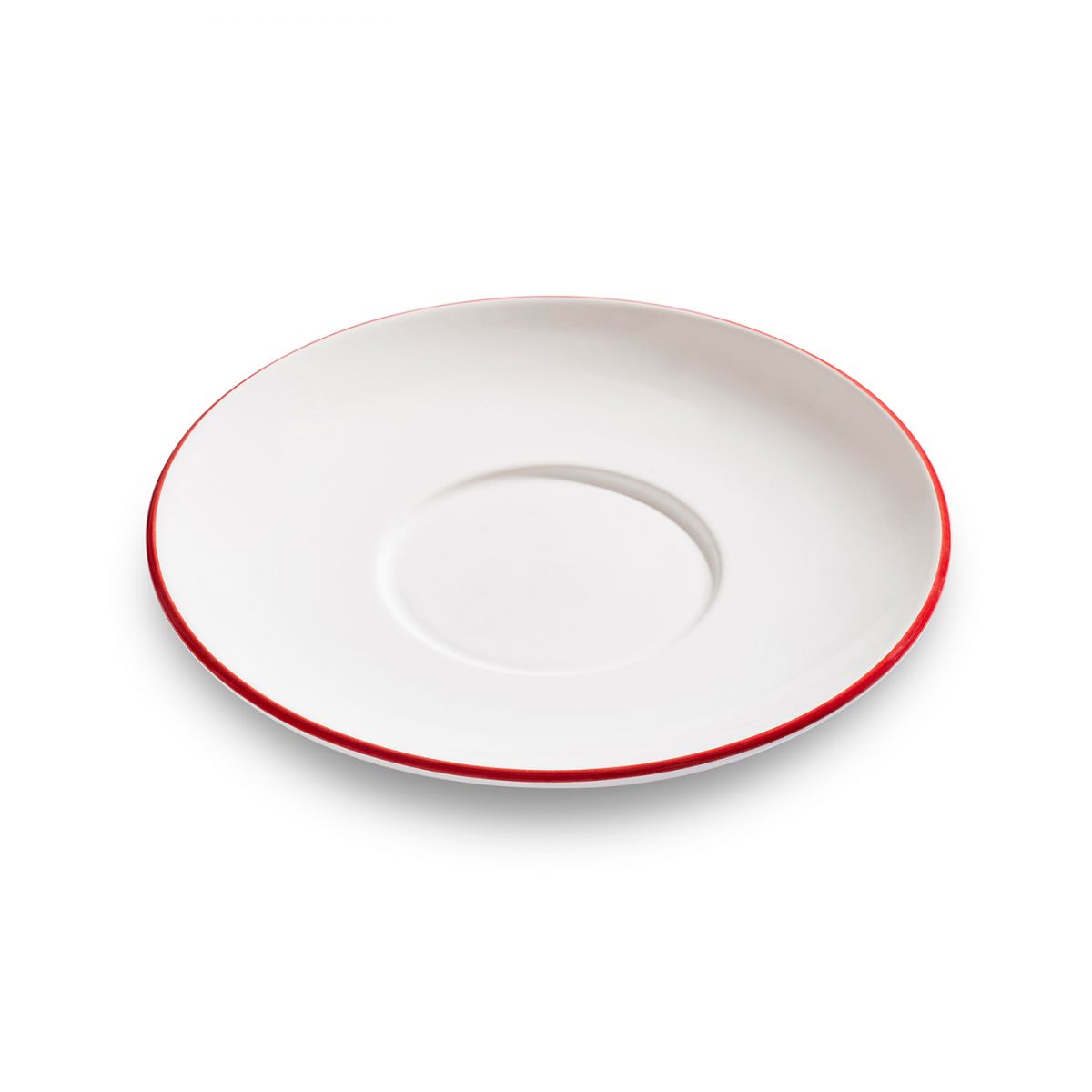 Schoteltje voor theebeker Maxima - Rand robijnrood - 18 cm