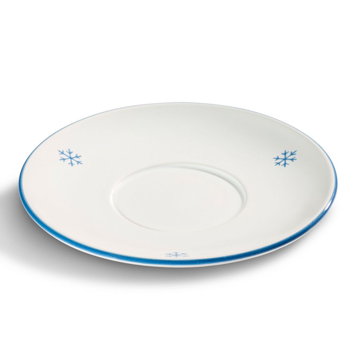 Schoteltje voor theebeker Maxima - Sneeuwkristal blauw - 18 cm
