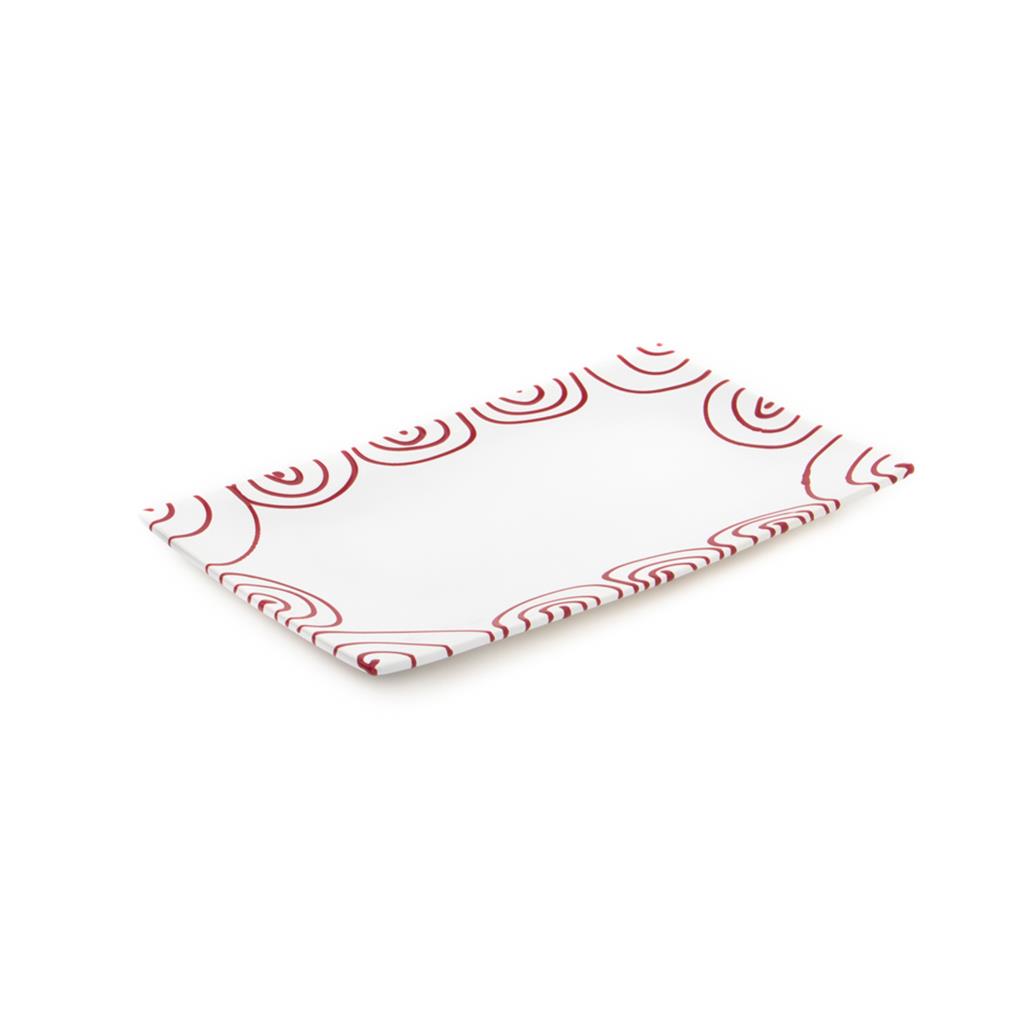 Serveerschaal rechthoek - Gevlamd rood - 36 x 15 cm