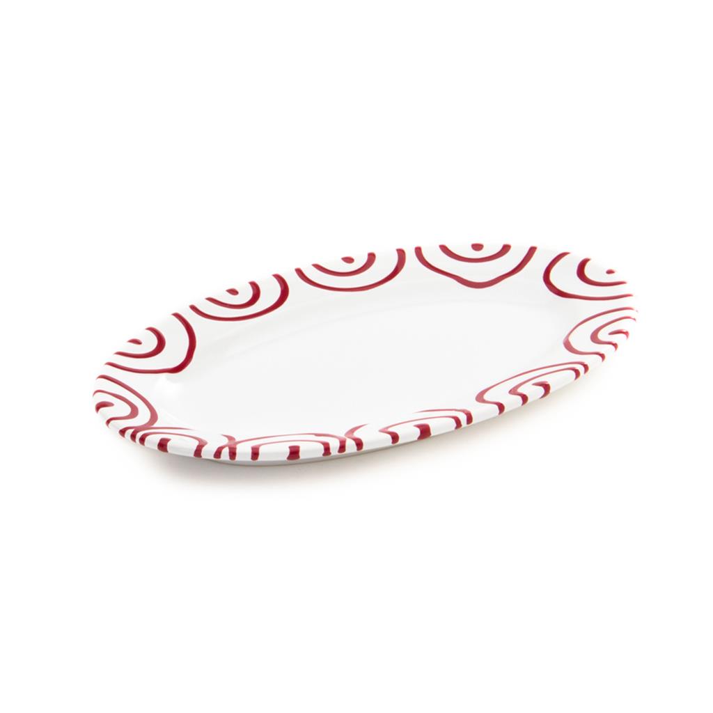 Serveerschaal ovaal - Gevlamd rood - 21 x 14 cm