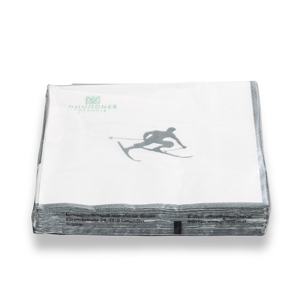 Servetten - Toni der Skifahrer grijs - 33x33 cm