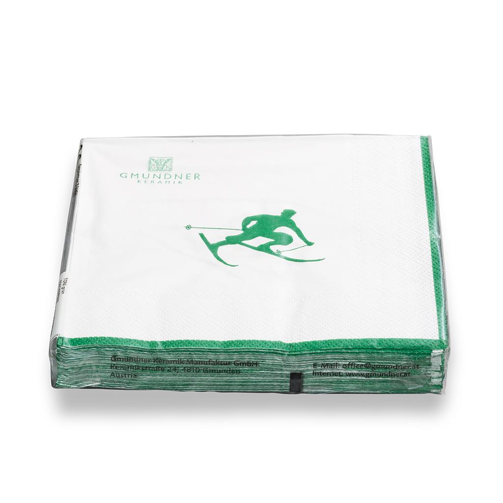 Servetten - Toni der Skifahrer groen - 33x33 cm