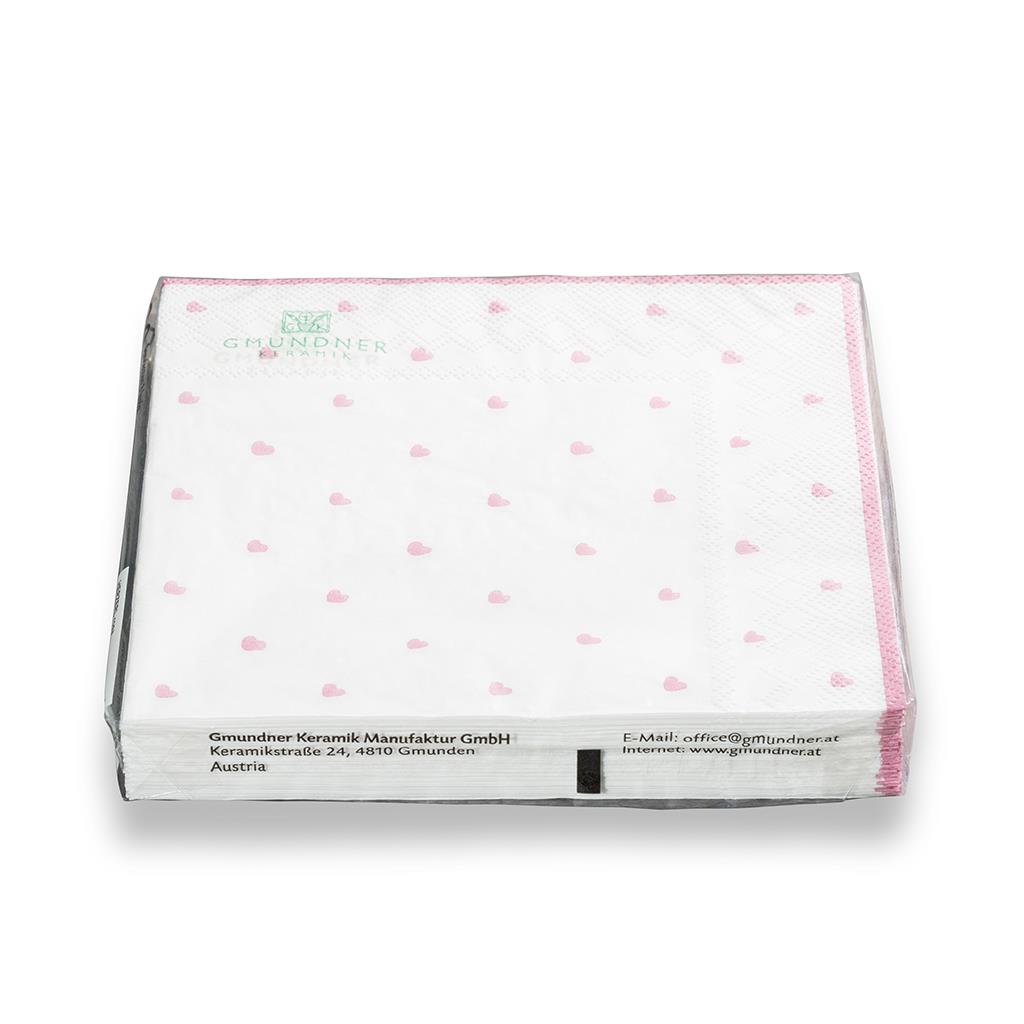 Servetten - Hartjes roze - 33x33 cm