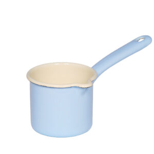 Riess emaille steelpan met schenktuit 9 cm lavendelblauw