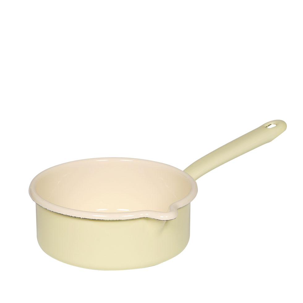 Riess - Steelpan laag met schenktuit - geel - 16 cm - 1,0 ltr
