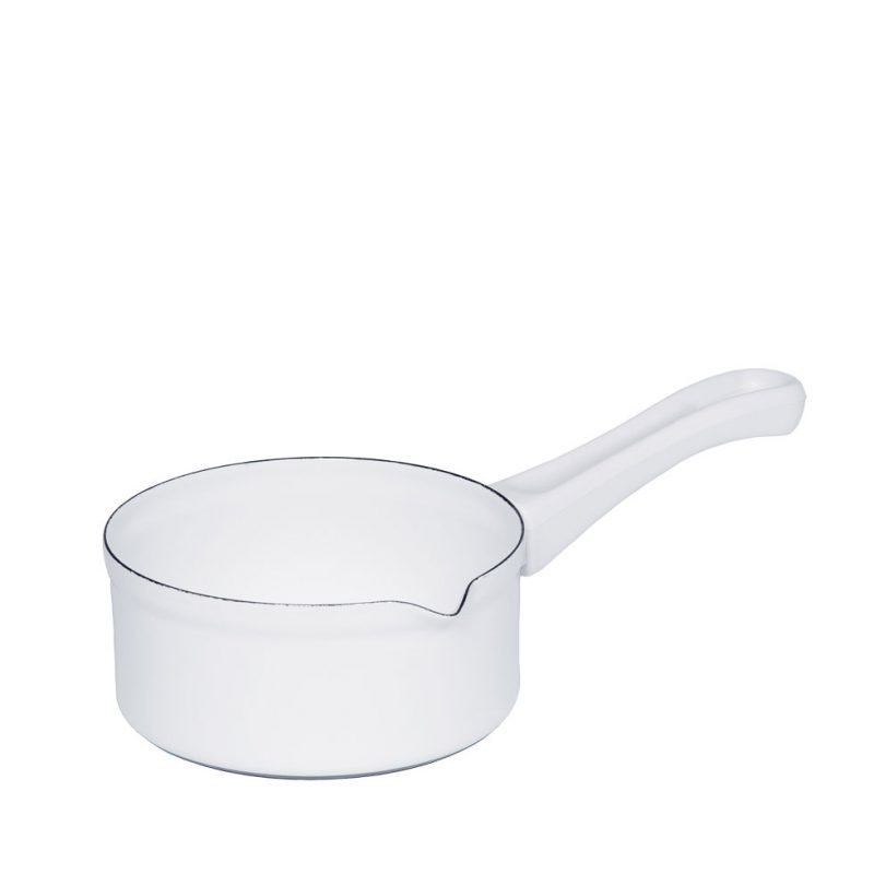Riess - Steelpan met schenktuit - wit - 14 cm - 0,75 ltr