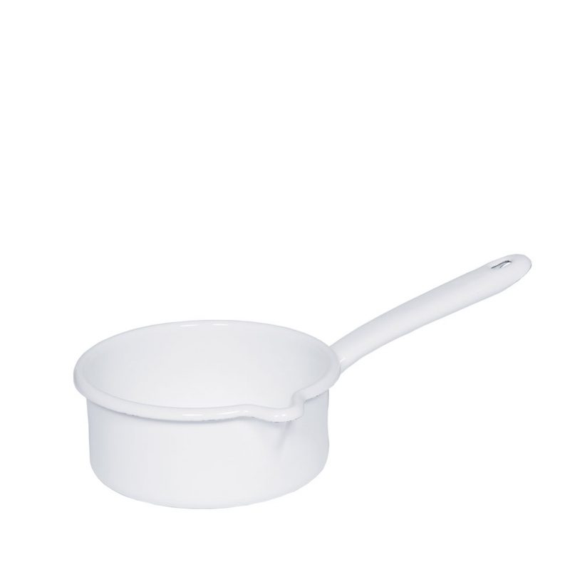 Riess - Steelpan met schenktuit - wit - 12 cm - 0,5 ltr