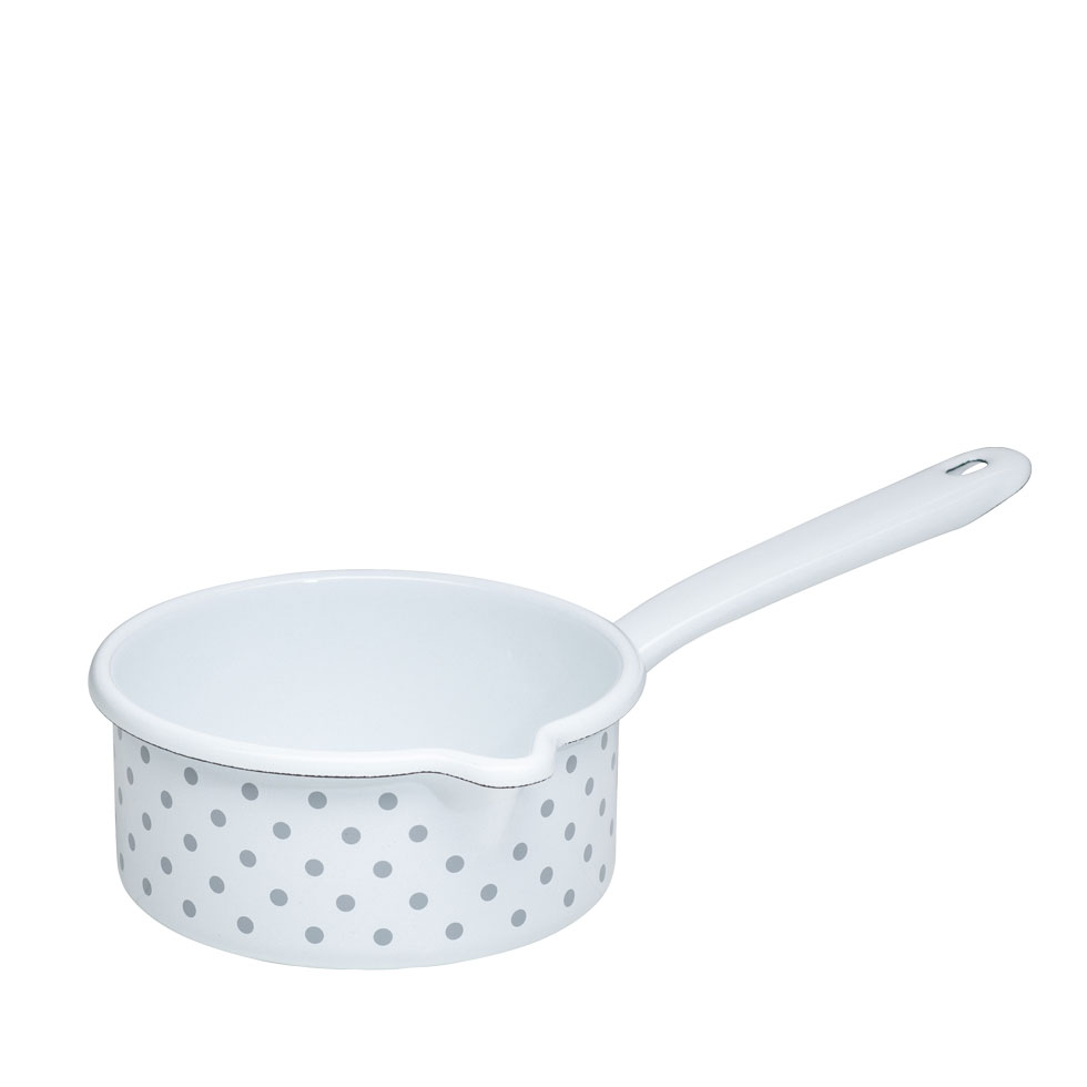 Riess - Steelpan met schenktuit - stippen grijs - 14 cm - 0,75 ltr