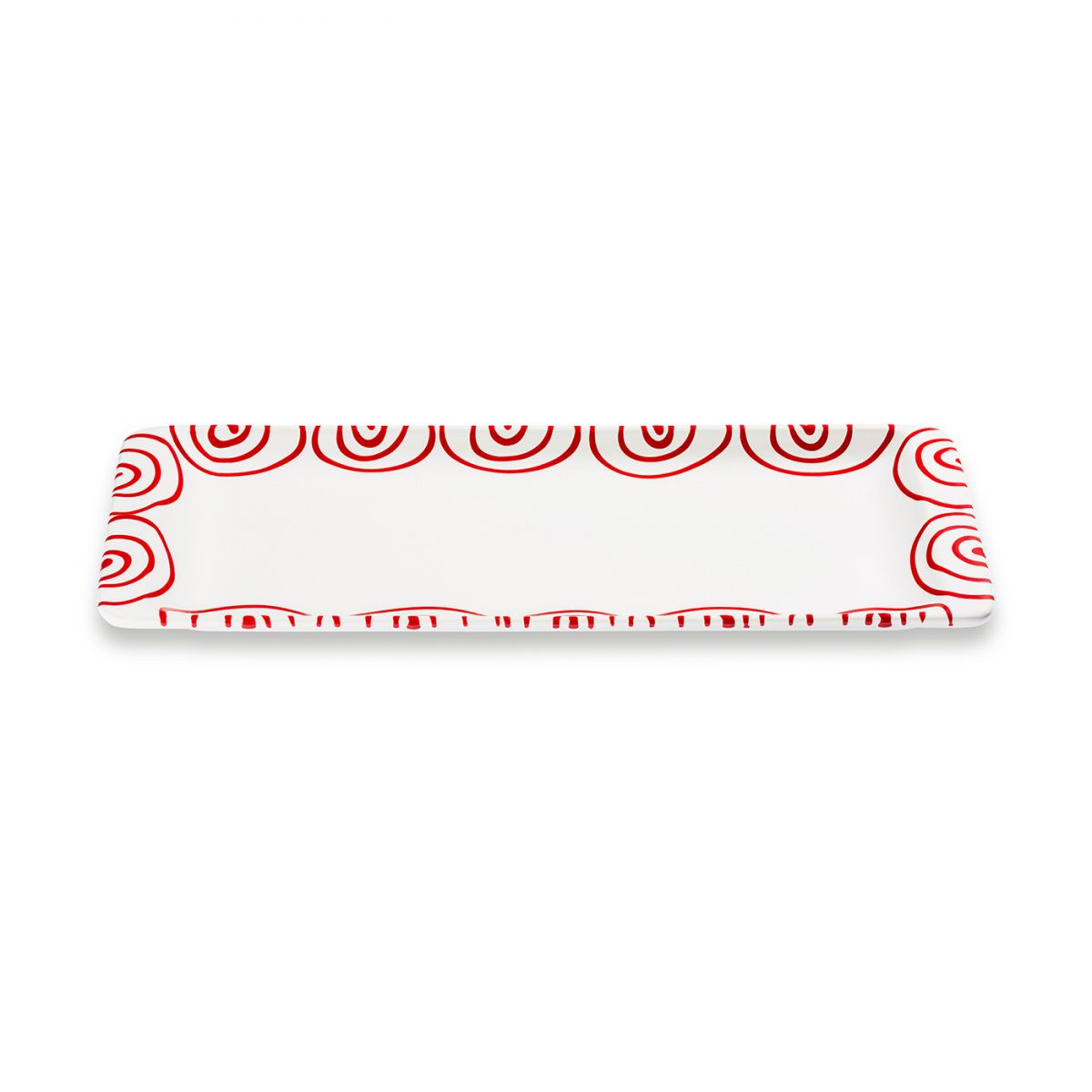 Serveerschaal rechthoek - Gevlamd rood - 42 x 16 cm