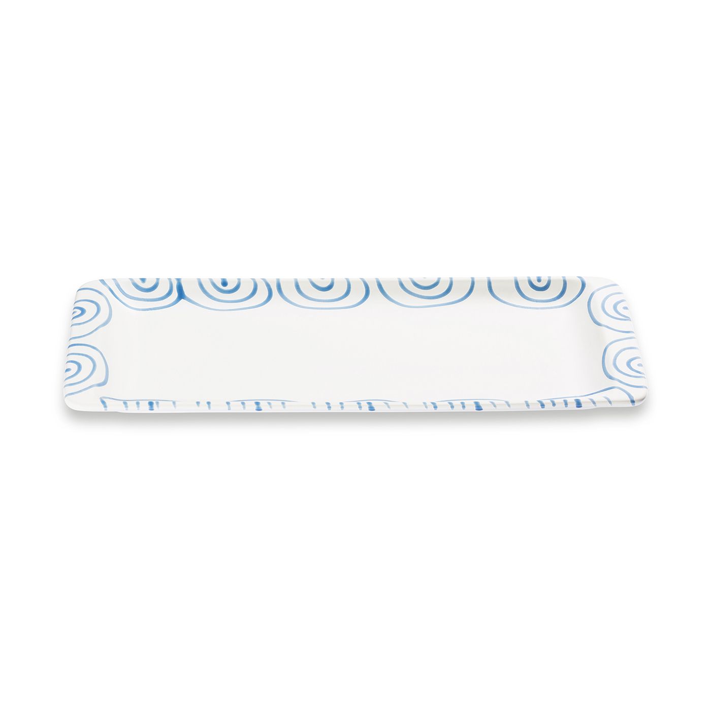 Serveerschaal rechthoek - Gevlamd blauw - 42 x 16 cm