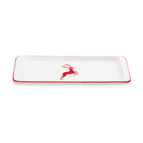Serveerschaal rechthoek - Hert bordeauxrood - 42 x 16 cm