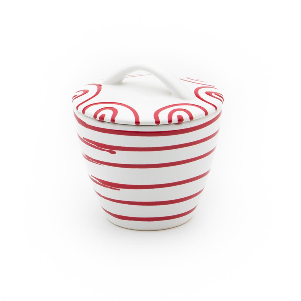 Suikerpot recht - Gevlamd rood - 9 cm