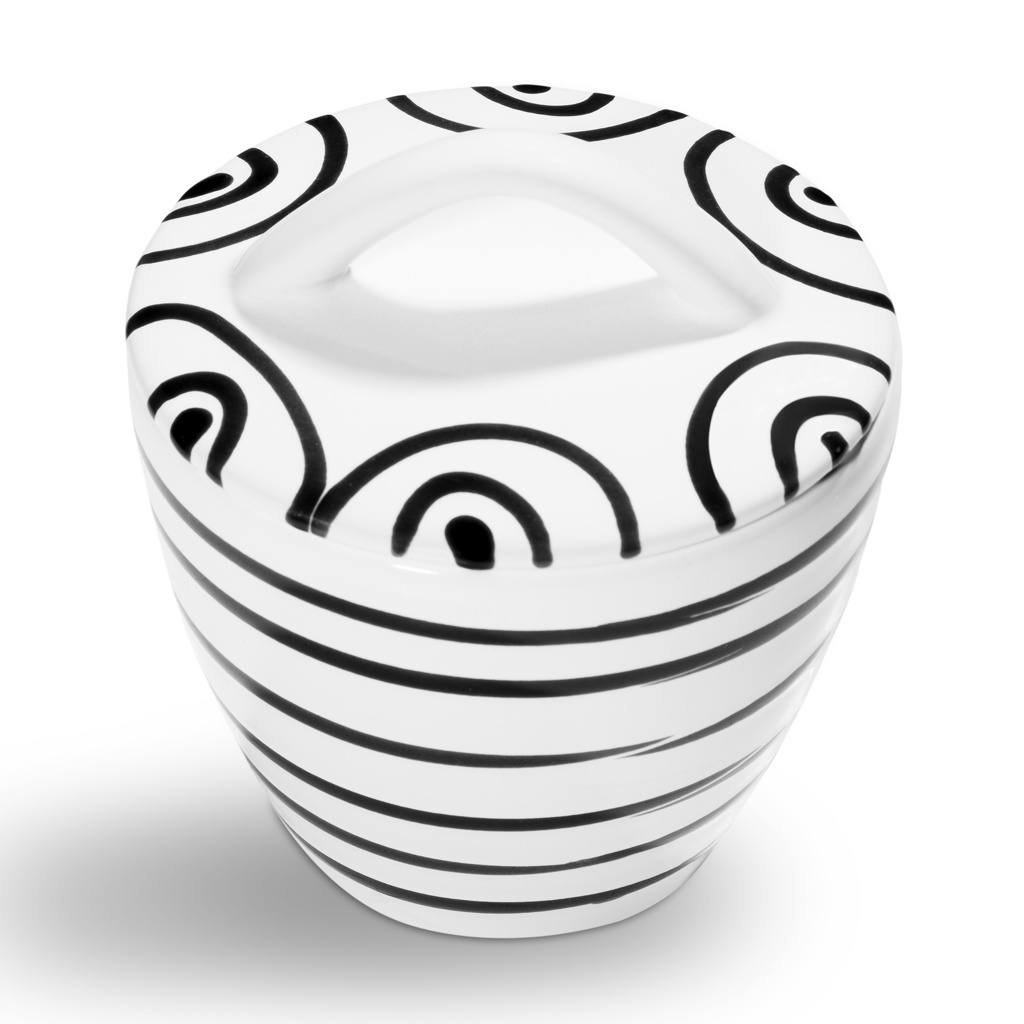 Suikerpot recht - Gevlamd zwart - 9 cm
