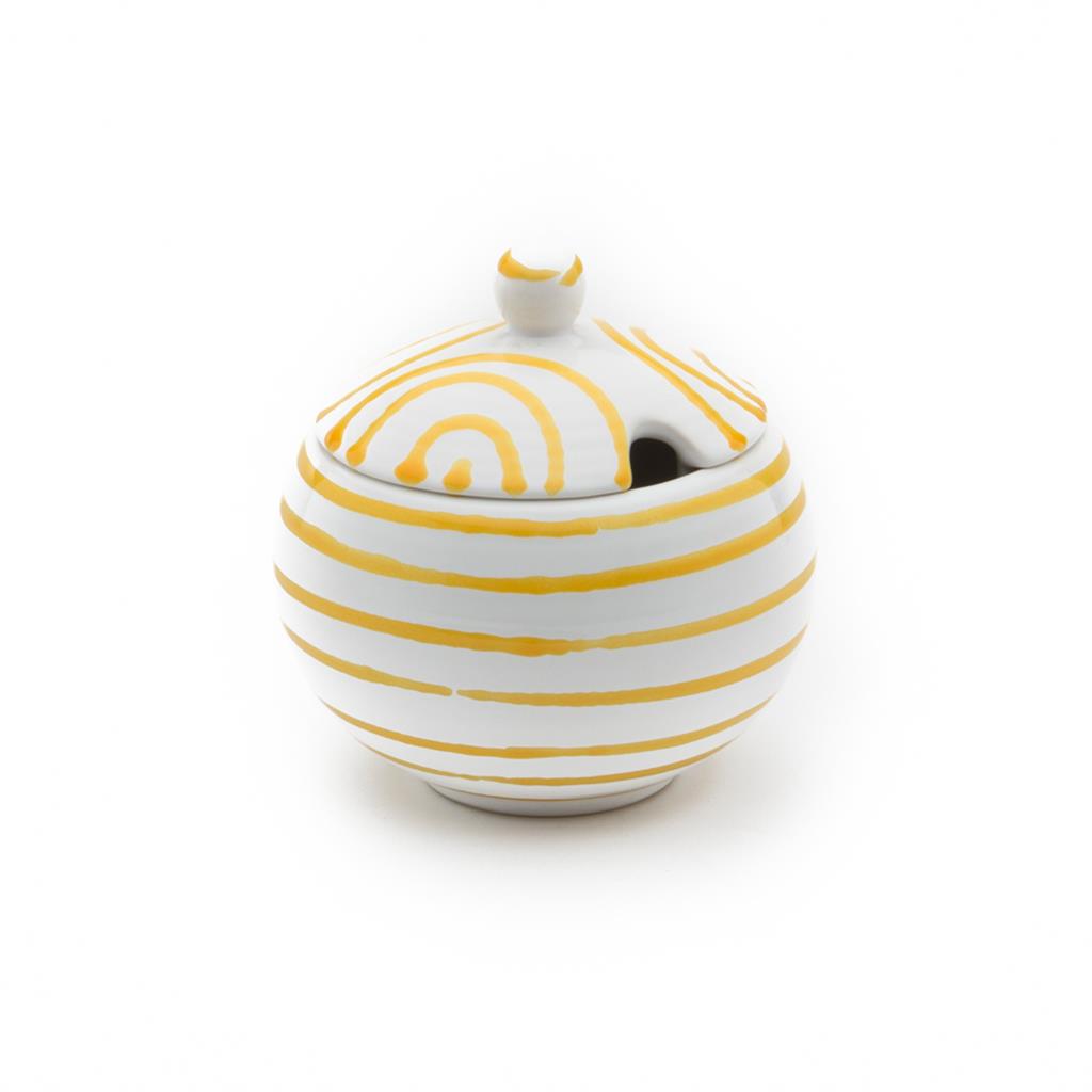 Suikerpot bol - Gevlamd geel - 10 cm