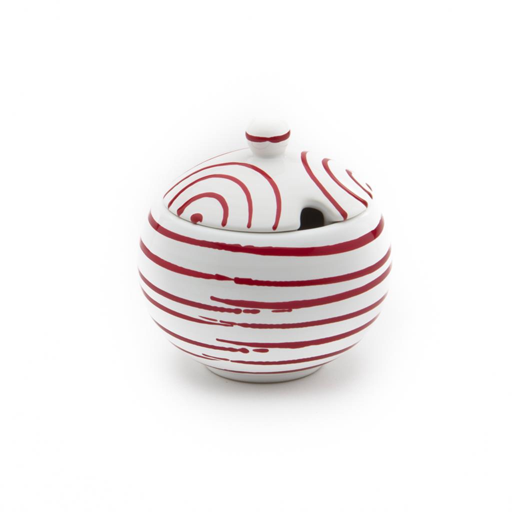 Suikerpot bol - Gevlamd rood - 10 cm