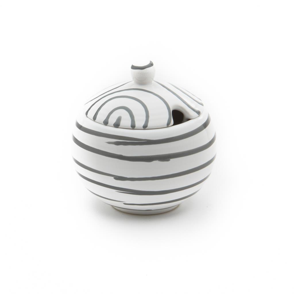 Suikerpot bol - Gevlamd grijs - 10 cm
