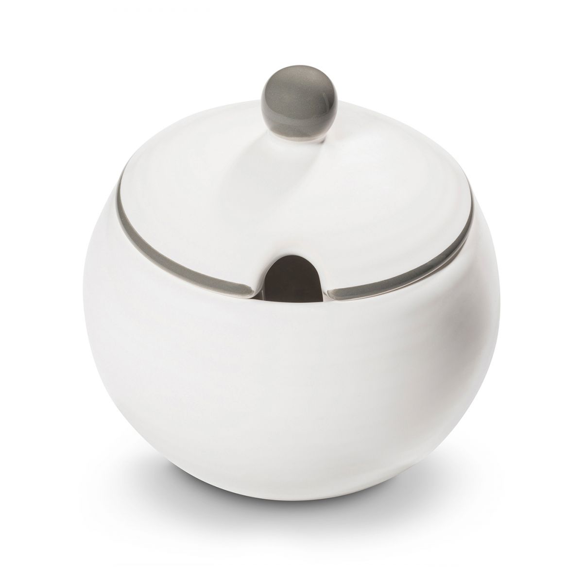 Suikerpot bol - Rand grijs - 10 cm