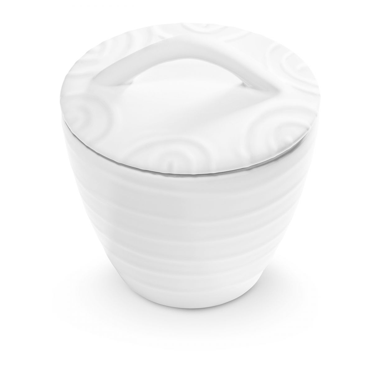 Suikerpot recht - Gevlamd wit - 9 cm