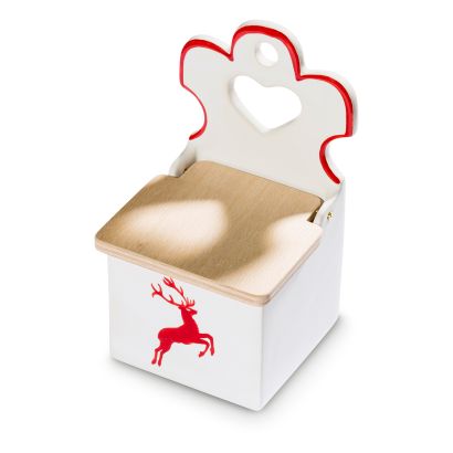 Zoutpot met houten deksel - Hert robijnrood - 18 cm