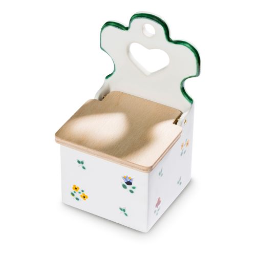 Zoutpot met houten deksel - Alpenbloemen - 18 cm
