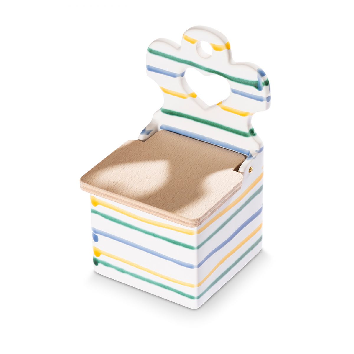 Zoutpot met houten deksel - Gevlamd Bont - 18 cm
