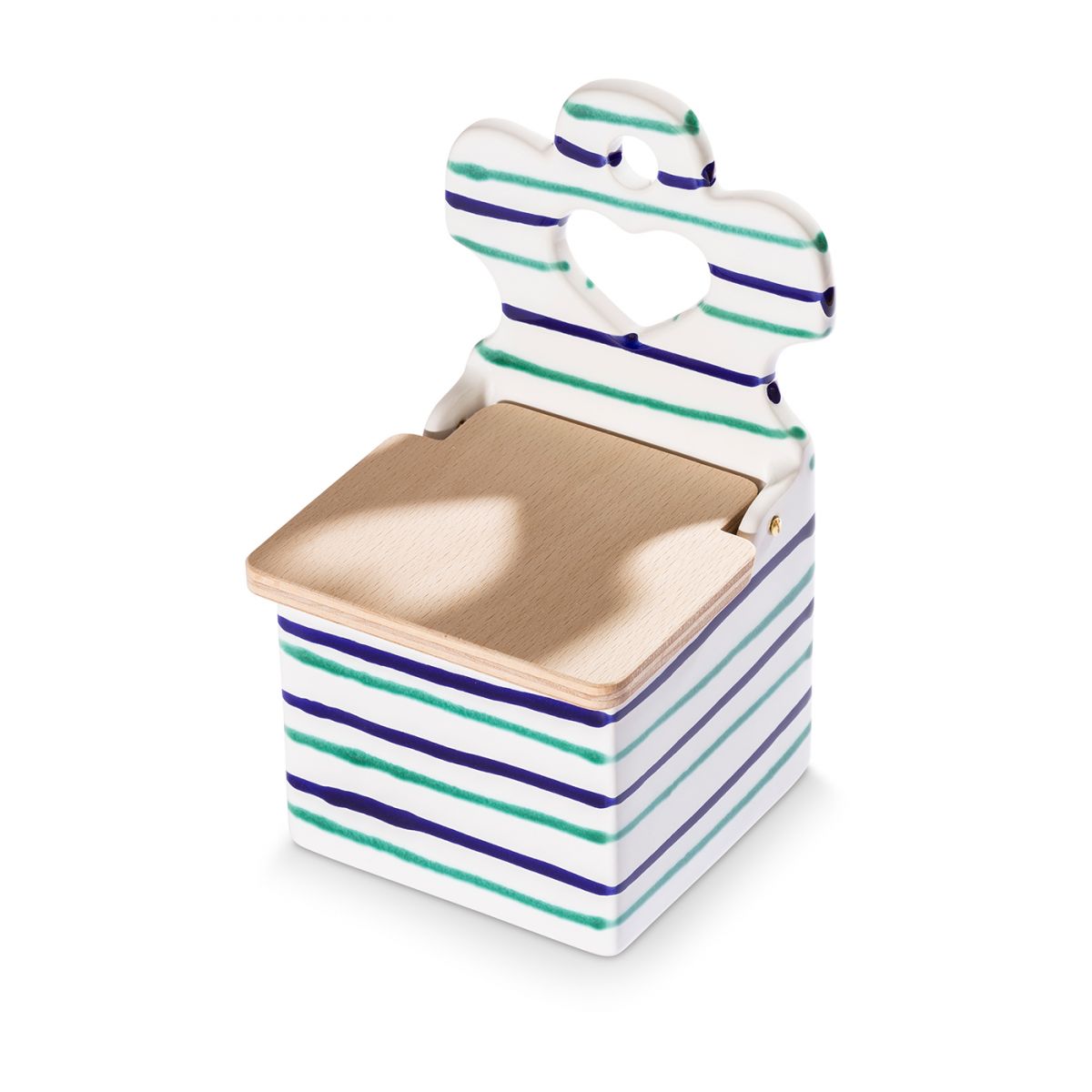 Zoutpot met houten deksel - Gevlamd Traunsee - 18 cm